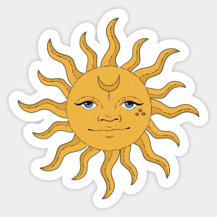 Vintage Sun With Moon and Stars Sticker